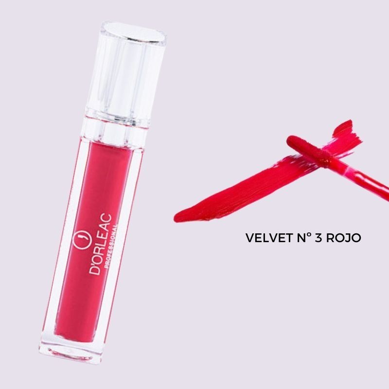 Labial Velvet D´Orleac, líquido,  mate, suave, ligero, aterciopelado, 