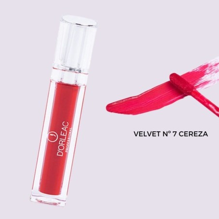 Labial Velvet D´Orleac, líquido,  mate, suave, ligero, aterciopelado, 