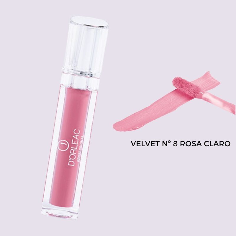 Labial Velvet D´Orleac, líquido,  mate, suave, ligero, aterciopelado, 