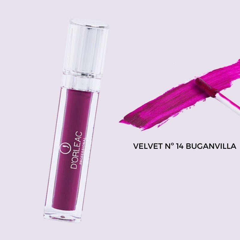 Labial Velvet D´Orleac, líquido,  mate, suave, ligero, aterciopelado, 