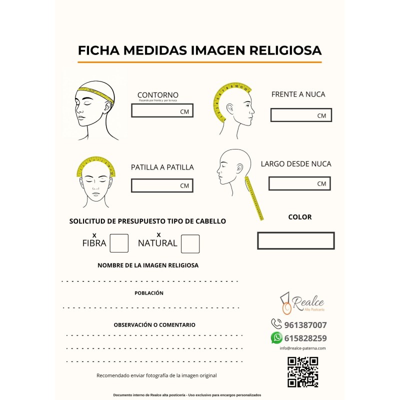 Peluca imagen religiosa.