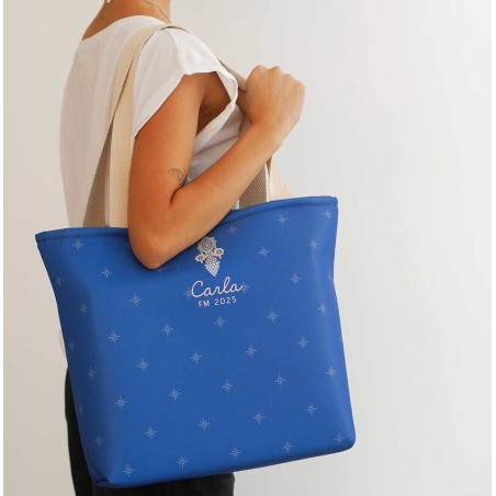 Bolso para ir a la peluquería de moñaditas rosa con dibujo de peineta 