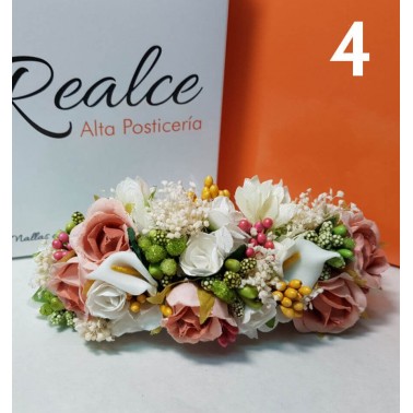 Tocado de flores artificiales 14 x 5cm